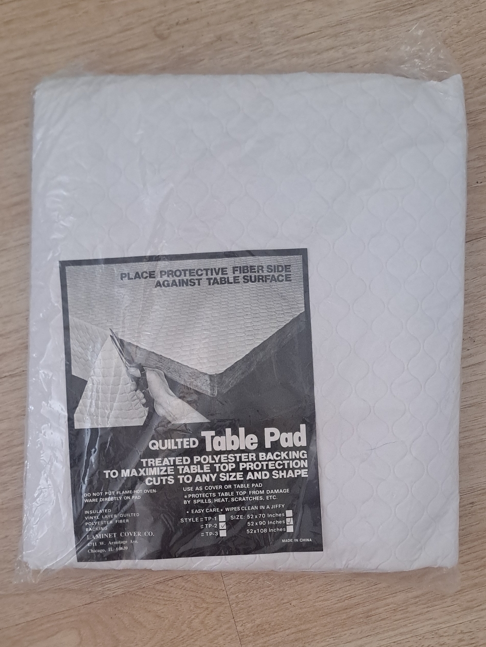 Quilted Table Pad - White #TP - 2  52 × 90 Polyester Backin